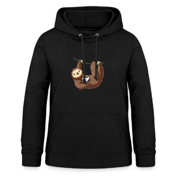 Lustiges Faultier mit Volleyball - Frauen Hoodie - Schwarz - Vorne - AI Model Female 172 light (172cm)