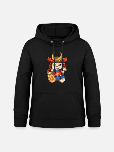 Lucky Cat Samurai - Manekineko - Frauen Hoodie - Schwarz