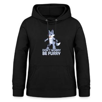Nettes pelziges Geschenkprodukt Machen Sie sich keine Sorgen, seien Sie pelzig - Frauen Hoodie - Schwarz - Vorne - AI Model Female 172 light (172cm)
