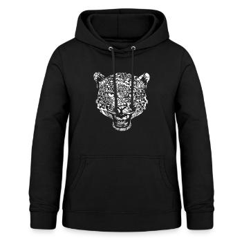 Motif floral léopard léopard - Sweat à capuche Femme - noir - Devant - AI Model Female 172 light (172cm)