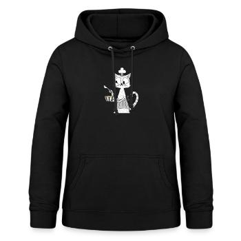 Chat propriétaire cuisson cuisson mignon chat blanc - Sweat à capuche Femme - noir - Devant - AI Model Female 172 light (172cm)
