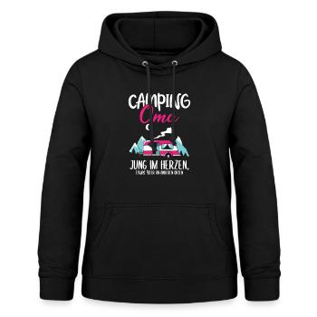 Lustig Wohnwagen Camper Oma Spruch Geschenk - Frauen Hoodie - Schwarz - Vorne - AI Model Female 172 light (172cm)