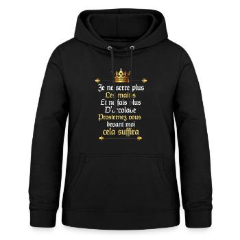 Distance sociale - prosternez vous ! - Sweat à capuche Femme - noir - Devant - AI Model Female 172 light (172cm)