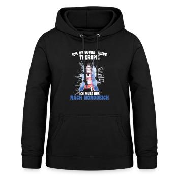 Ich muss nur nach Norddeich - Frauen Hoodie - Schwarz - Vorne - AI Model Female 172 light (172cm)