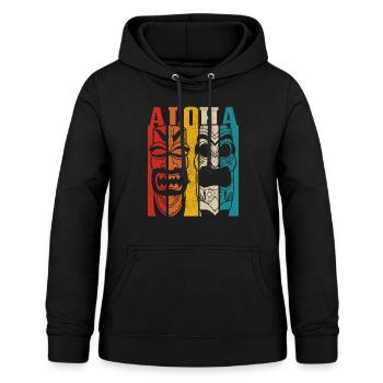 Hawaii Aloha Tiki Vintage - Frauen Hoodie - Schwarz - Vorne - AI Model Female 172 light (172cm)
