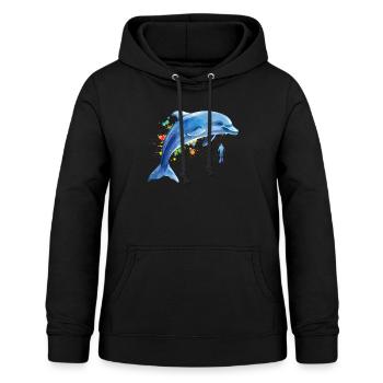 Delfin Taucher Wale Tümmler Delphin - Frauen Hoodie - Schwarz - Vorne - AI Model Female 172 light (172cm)