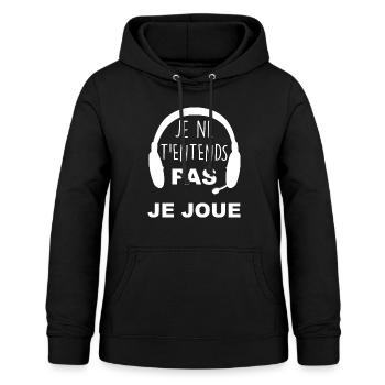 Jeux vidéo. Cadeau joueur - Sweat à capuche Femme - noir - Devant - AI Model Female 172 light (172cm)