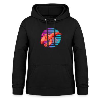 Retro-Synthwave Crab crabe fruits de mer Caju - Sweat à capuche Femme - noir - Devant - AI Model Female 172 light (172cm)