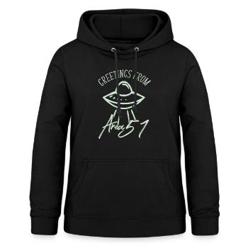 Alien Ufo - Frauen Hoodie - Schwarz - Vorne - AI Model Female 172 light (172cm)