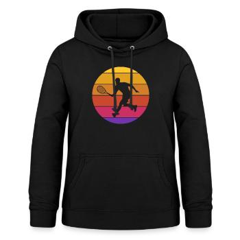 Squash Retro Sunset Squash-Trainer Tournoi - Sweat à capuche Femme - noir - Devant - AI Model Female 172 light (172cm)