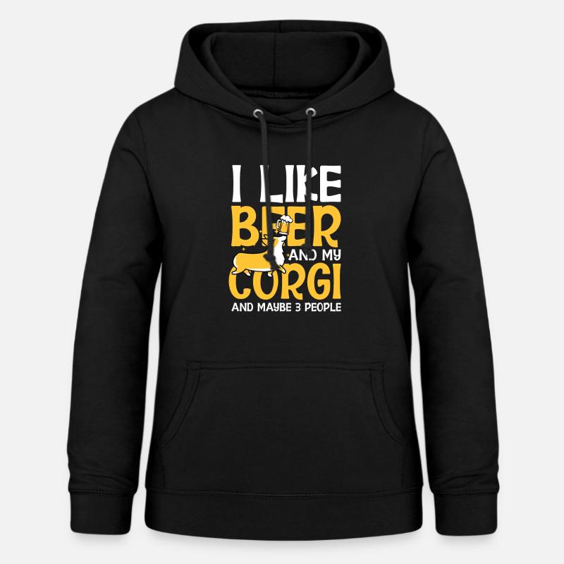 Bière et Corgi - Sweat à capuche Femme - noir