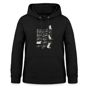 Chatte Musique Note - Sweat à capuche Femme - noir - Devant - AI Model Female 172 light (172cm)