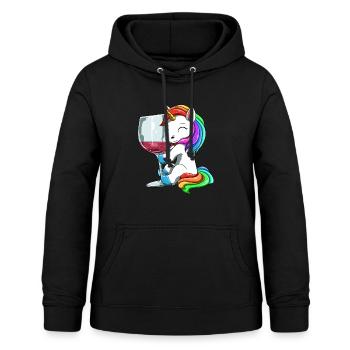 Lustige Wein Einhorn Trinken - Frauen Hoodie - Schwarz - Vorne - AI Model Female 172 light (172cm)