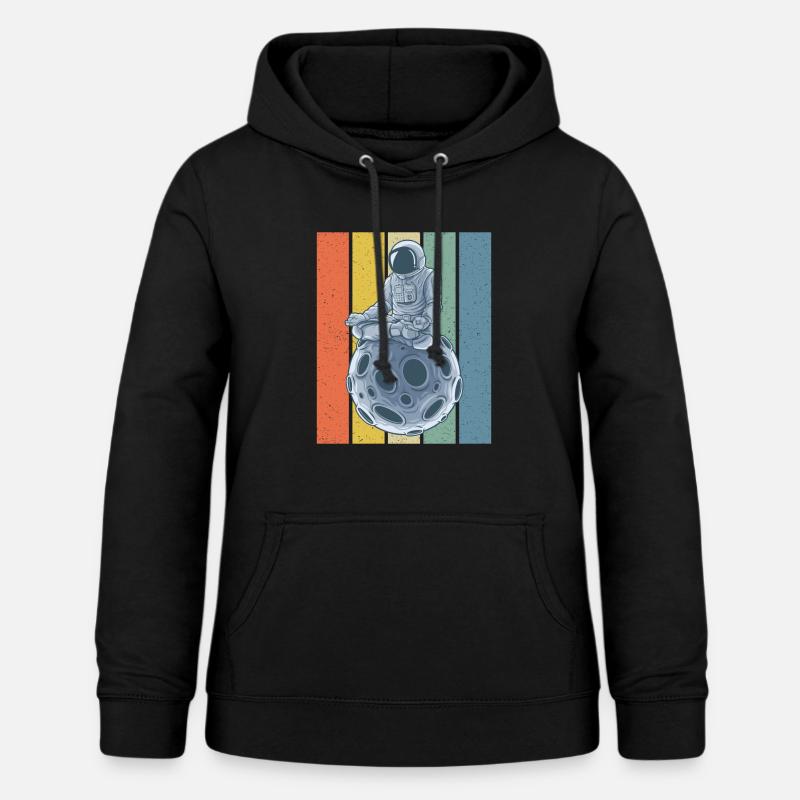 Meditating Astronaut Retro Style - Sweat à capuche Femme - noir