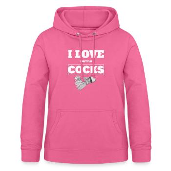 I Love Shuttlecocks Cocks Birdie Badminton - Women's Hoodie - pink - Front - AI Model Female 172 light (172cm)