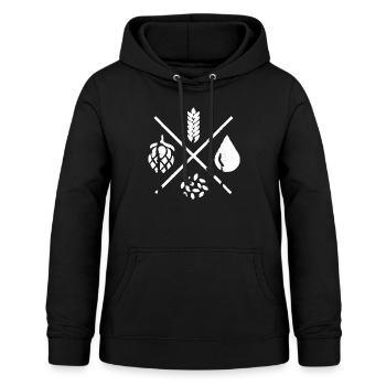 Humorvoller hausbrauender Gersten-Illustrations-Gag - Frauen Hoodie - Schwarz - Vorne - AI Model Female 172 light (172cm)