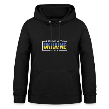 Je suis aux côtés de l’Ukraine Solidarité avec l’Ukraine - Sweat à capuche Femme - noir - Devant - AI Model Female 172 light (172cm)