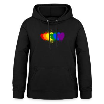 cœurs colorés - Sweat à capuche Femme - noir - Devant - AI Model Female 172 light (172cm)