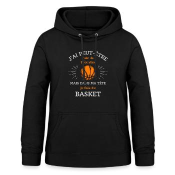 dans ma tete basket humour basketball cadeau ado - Sweat à capuche Femme - noir - Devant - AI Model Female 172 light (172cm)
