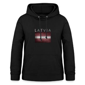 Latvia Latvia Riga Flag - Women's Hoodie - black - Front - AI Model Female 172 light (172cm)