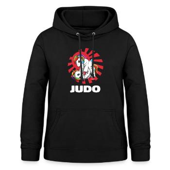 Niedliche Judo-Einhörner - Lustige Judoka - Frauen Hoodie - Schwarz - Vorne - AI Model Female 172 light (172cm)