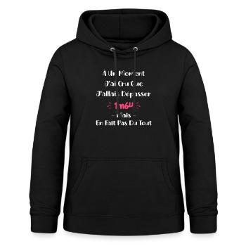 A un moment J'ai cru que J'allais Dépasser 1m64 - Sweat à capuche Femme - noir - Devant - AI Model Female 172 light (172cm)