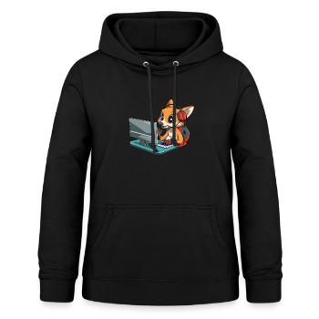 Kawaii Video Gaming Fox - Streaming Computerspiel - Frauen Hoodie - Schwarz - Vorne - AI Model Female 172 light (172cm)