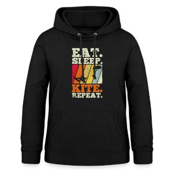 Kiteboarding Kite Kiten - Eat Sleep Kite Kitesurfe - Frauen Hoodie - Schwarz - Vorne - AI Model Female 172 light (172cm)