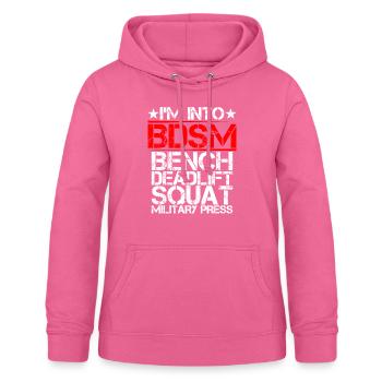 Je suis dans le banc BDSM Squat Deadlift Presse militaire9 - Sweat à capuche Femme - rose - Devant - AI Model Female 172 light (172cm)