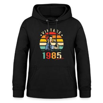 1985 Vintage Édition limitée Cadeau Femmes - Sweat à capuche Femme - noir - Devant - AI Model Female 172 light (172cm)