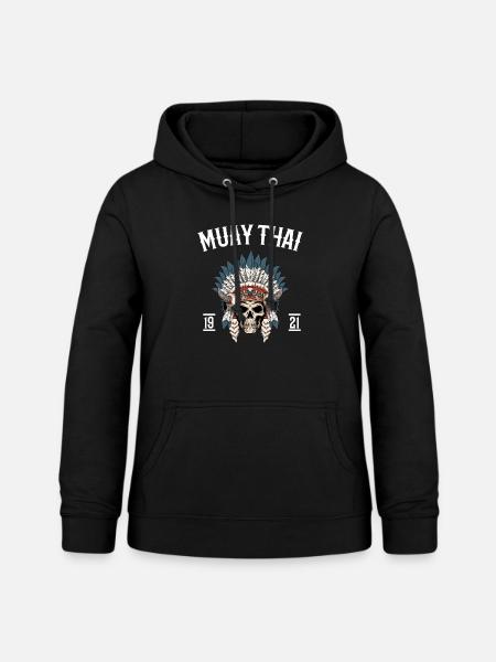 Muay Thai - Skelett-Kriegshaube Thai-Boxen - Frauen Hoodie - Schwarz