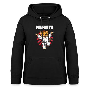 Lustiger Karate-Tiger-Kranich-Kick - Frauen Hoodie - Schwarz - Vorne - AI Model Female 172 light (172cm)