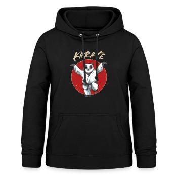 Karate Panda Crane Kick - Karate Japanische - Frauen Hoodie - Schwarz - Vorne - AI Model Female 172 light (172cm)