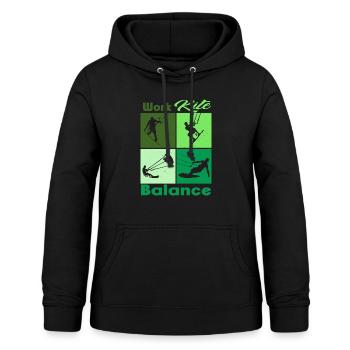 Équilibre du cerf-volant de travail. Style de vie Vintage Design, Travail - Sweat à capuche Femme - noir - Devant - AI Model Female 172 light (172cm)