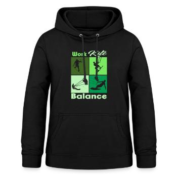 Équilibre du cerf-volant de travail. Style de vie Vintage Design, Travail - Sweat à capuche Femme - noir - Devant - AI Model Female 172 light (172cm)