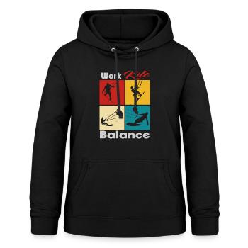 Équilibre du cerf-volant de travail. Style de vie Vintage Design, Travail - Sweat à capuche Femme - noir - Devant - AI Model Female 172 light (172cm)