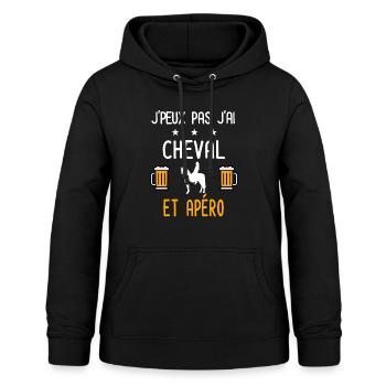 je peux pas j'ai cheval femme apéro - Sweat à capuche Femme - noir - Devant - AI Model Female 172 light (172cm)