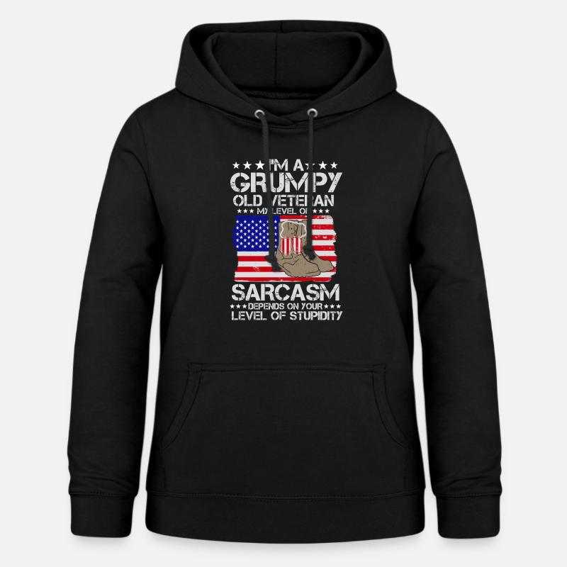Grumpy Old Veterans Army US Patriot Father - Felpa con cappuccio da donna - nero