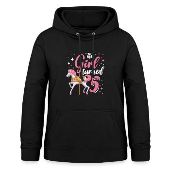 Karussell-geburtstagsfeier Dieses Mädchen Wurde 5 - Frauen Hoodie - Schwarz - Vorne - AI Model Female 172 light (172cm)