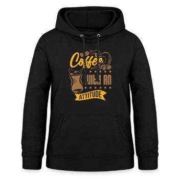 Coffee with Attitude - Frauen Hoodie - Schwarz - Vorne - AI Model Female 172 light (172cm)