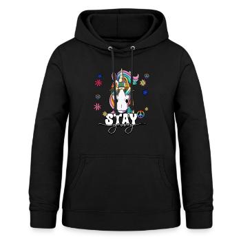 60s 70s Costume Stay Groovy Hippie - Women's Hoodie - black - Front - AI Model Female 172 light (172cm)