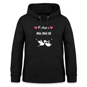 cadeau annonce grossesse maman Future maman - Sweat à capuche Femme - noir - Devant - AI Model Female 172 light (172cm)