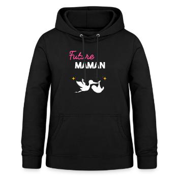 cadeau naissance grossesse mère Future maman - Sweat à capuche Femme - noir - Devant - AI Model Female 172 light (172cm)