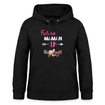 annonce grossesse maman mère pour Future maman - Sweat à capuche Femme - noir - Devant - AI Model Female 172 light (172cm)