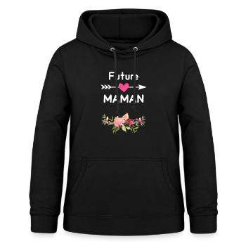 annonce grossesse maman mère Future maman - Sweat à capuche Femme - noir - Devant - AI Model Female 172 light (172cm)