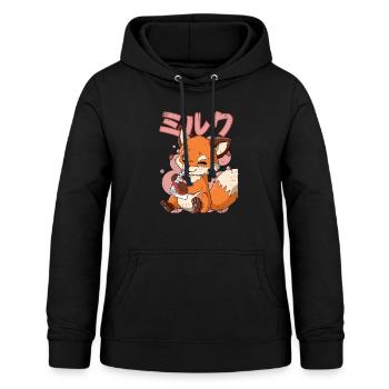 Kawaii Fuchs Erdbeermilch - Frauen Hoodie - Schwarz - Vorne - AI Model Female 172 light (172cm)