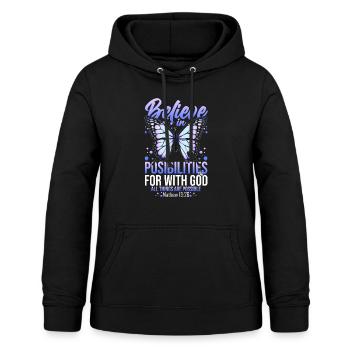 Inspirierend, kämpfend, Gebet, Christen, erhebend - Frauen Hoodie - Schwarz - Vorne - AI Model Female 172 light (172cm)