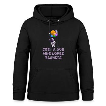 Juste un garçon qui aime les planètes du système solaire - Sweat à capuche Femme - noir - Devant - AI Model Female 172 light (172cm)