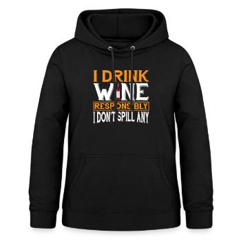 Je bois du vin de manière responsable, je n’en renverse pas 3 - Sweat à capuche Femme - noir - Devant - AI Model Female 172 light (172cm)
