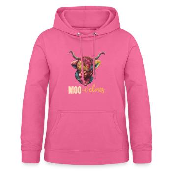 Muh-velous pun Scottish Highland cow - Women's Hoodie - pink - Front - AI Model Female 172 light (172cm)